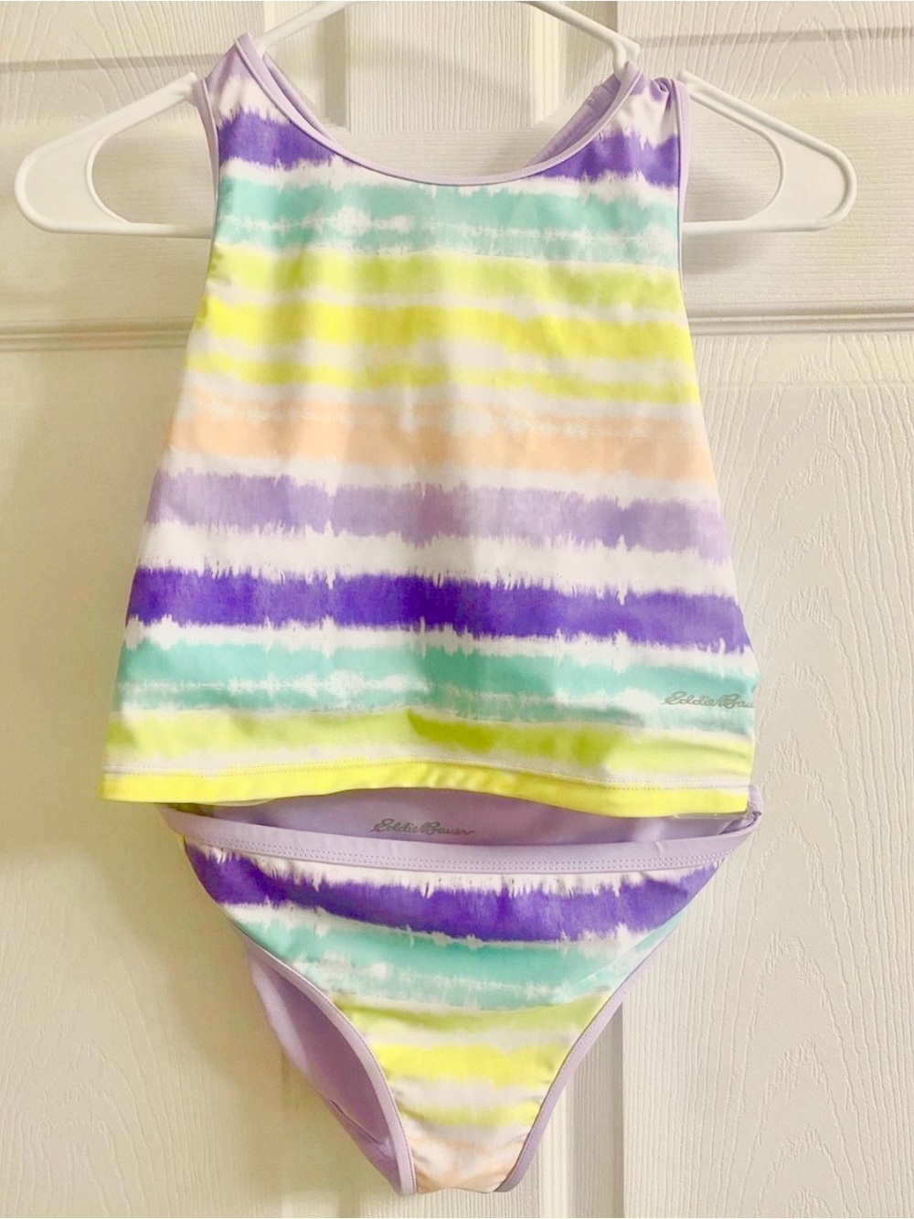 Eddie Bauer Pastel Striped Girls Tankini in Lavender, Mint & Yellow